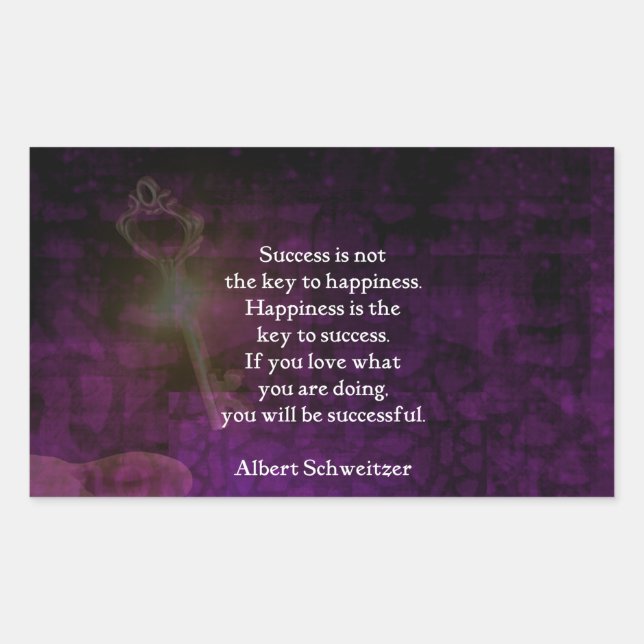 Happiness Is The Key To Success Uplifting Quote Rectangular Sticker (Front)