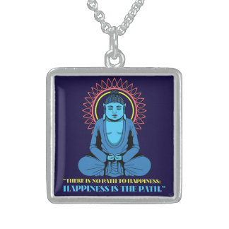 Happiness is the Path Budda Silver Necklace