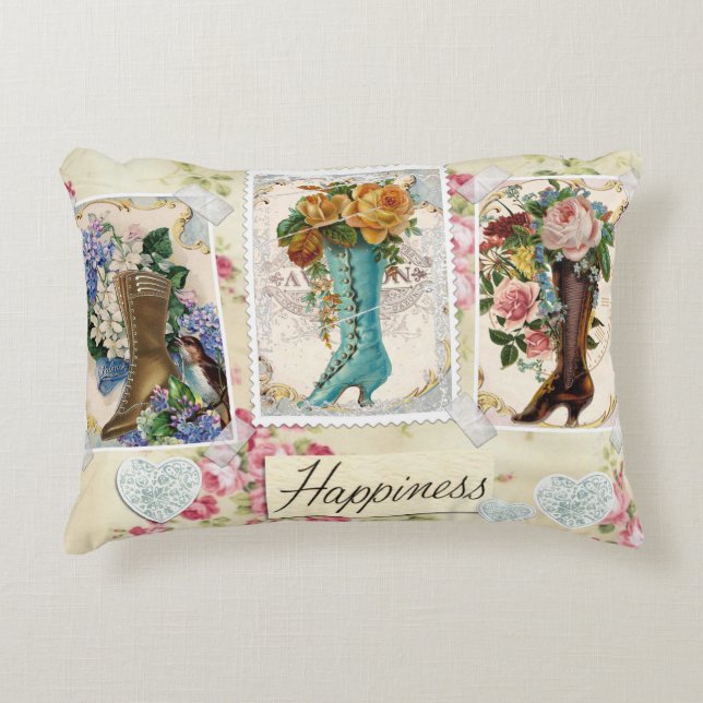 Happiness is Victorian Steampunk Boots Pillow (Front)