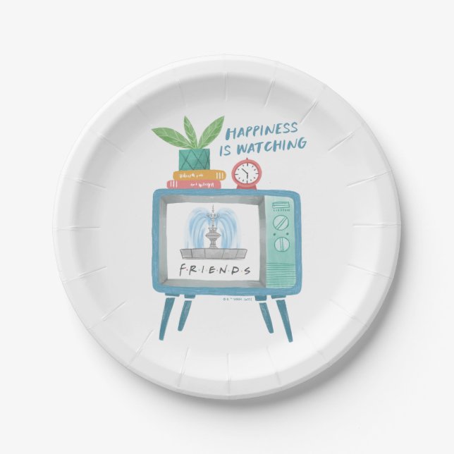 Happiness is watching FRIENDS™ Paper Plates (Front)