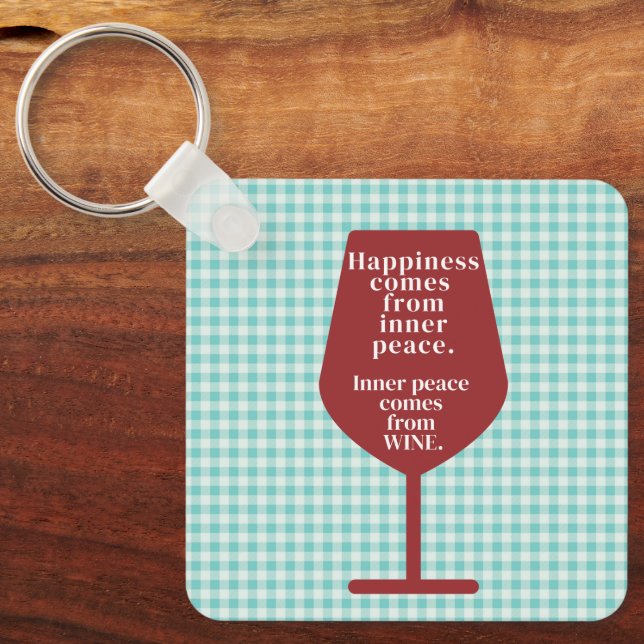 Happiness Is Wine Funny Quote Word Art  Keychain (Front)