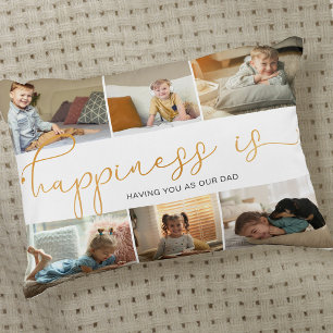 Happiness is you as Dad Modern 6 Photo Collage Accent Pillow