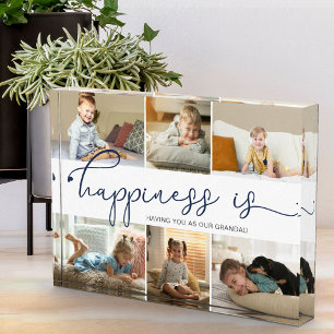 Happiness is you as our Grandad 6 Photo Collage Block