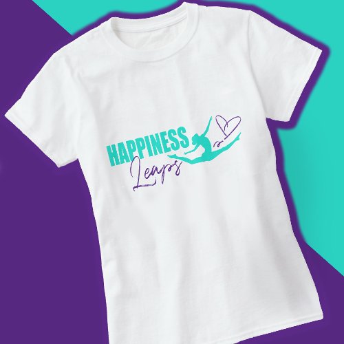 Happiness leaps heart leapping girl aqua purple T_Shirt