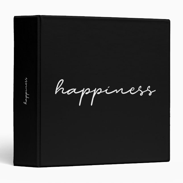 Happiness minimalist black 3 rings binder (Front/Spine)