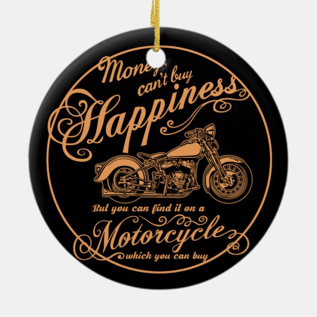 Happiness - Motorcycle Ceramic Ornament (Back)