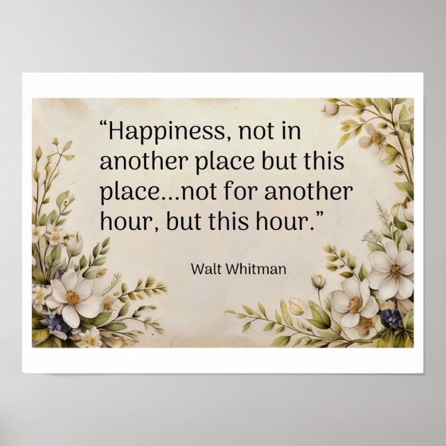 “Happiness, not in another place- Walt Whitman Poster (Front)