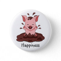 Happiness Pig Playing In Mud  Button