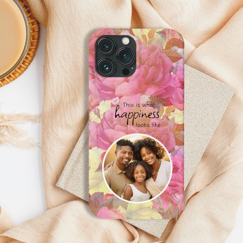 Happiness Pink Floral Family Photo iPhone 13 Pro Max Case