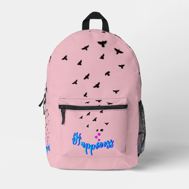 Happiness Printed Backpack (Front)
