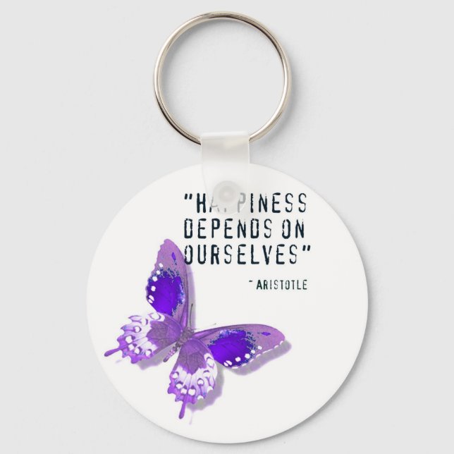 Happiness Purple Butterfly Keychain (Front)