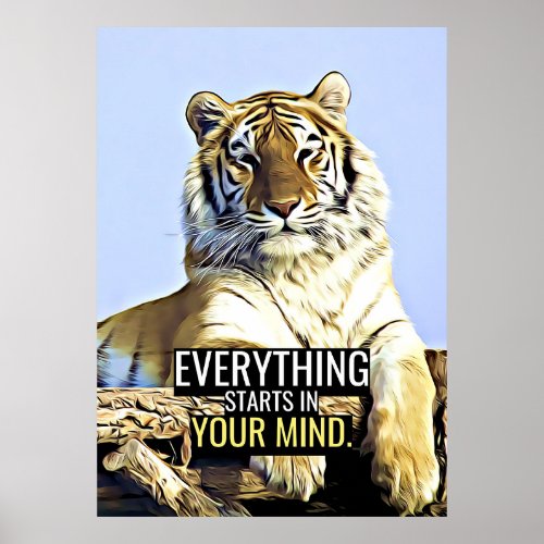 Happiness Quote Everything Starts In Your Mind Poster