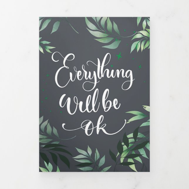 Happiness Quote Everything Will Be Ok Tri-Fold Card (Cover)