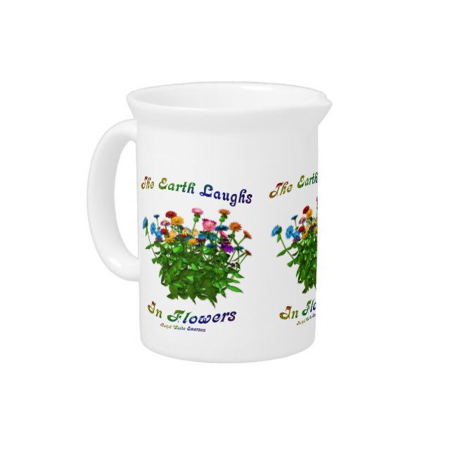 Happiness Quote Flowers Inspirational Beverage Pitcher (Left)