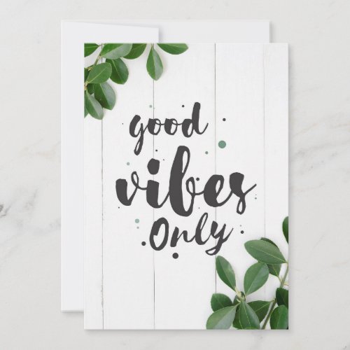 Happiness Quote Good Vibes Only Thank You Card