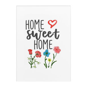 Happiness Quote Home Sweet Home Flowers Acrylic Print