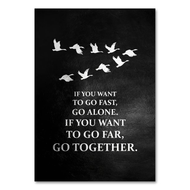 Happiness Quote If You Want To Go Together Table Number (Front)