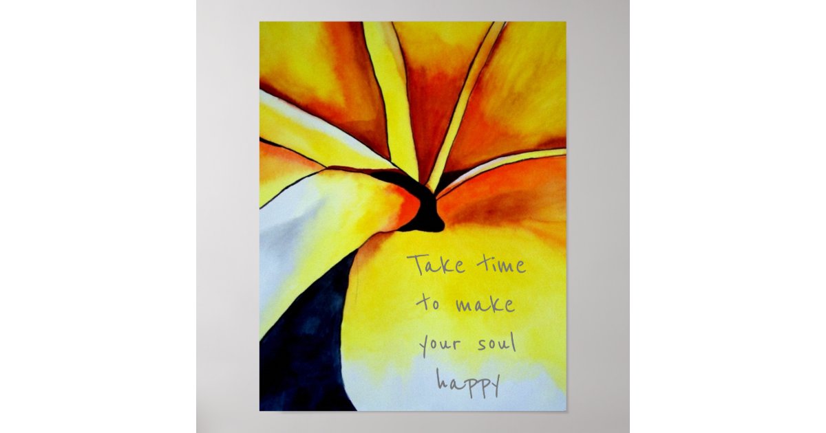 Happiness quote Tropical Yellow flower Poster | Zazzle