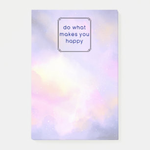Happiness Quote with Space Clouds Abstract Design Post-it Notes