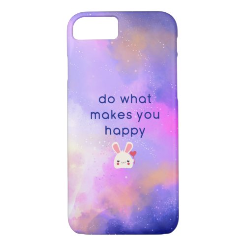 Happiness Quote with Surreal Clouds and a Bunny iPhone 87 Case