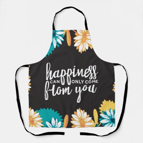 Happiness Quotes with Daisy Flower Pattern Apron