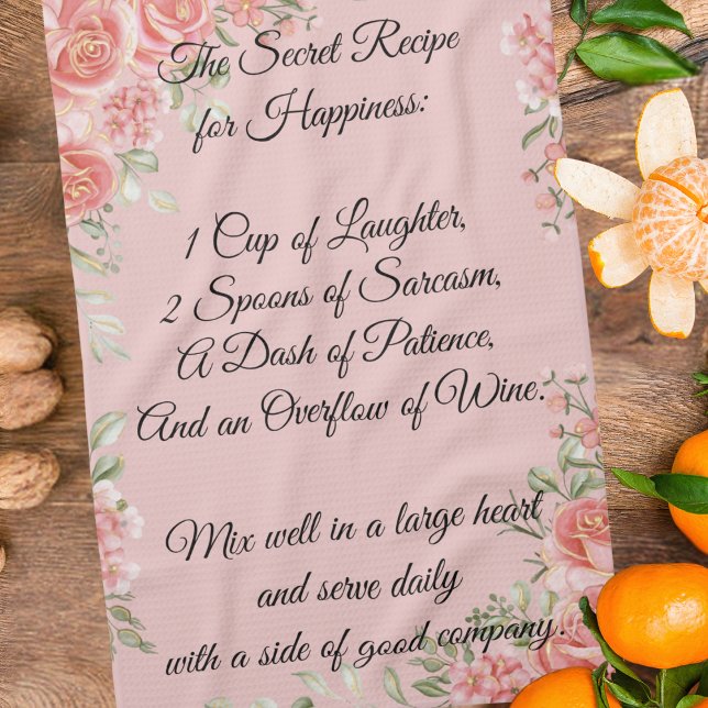 Happiness Recipe Floral Kitchen Towel (Creator Uploaded)
