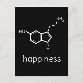 happiness serotonin molecules postcard