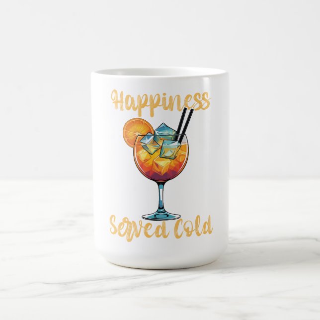 Happiness Served Cold Cocktail Design Coffee Mug (Center)