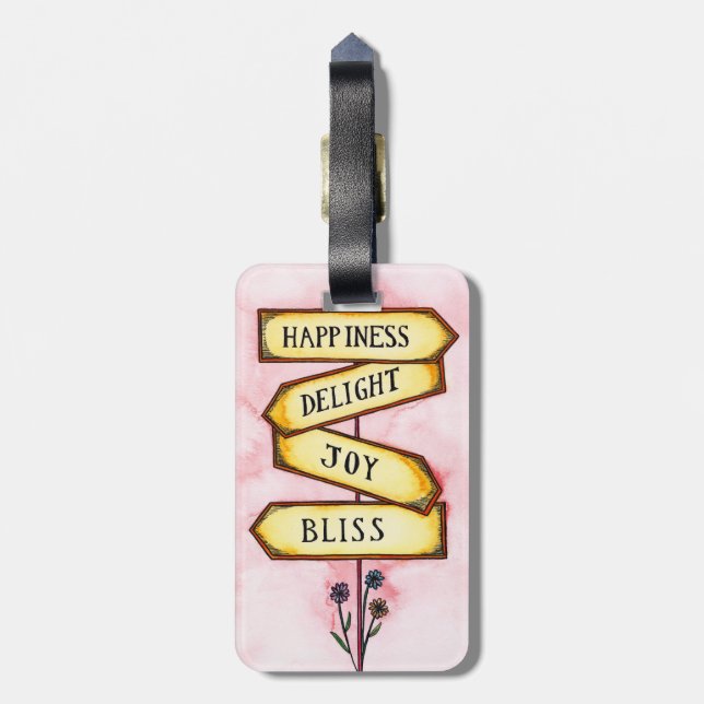 Happiness Street Sign Luggage Tag (Back Vertical)