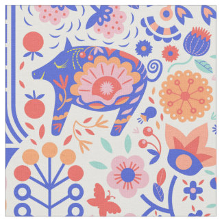 Happiness tree Scandinavian Maximalist Folk Fabric