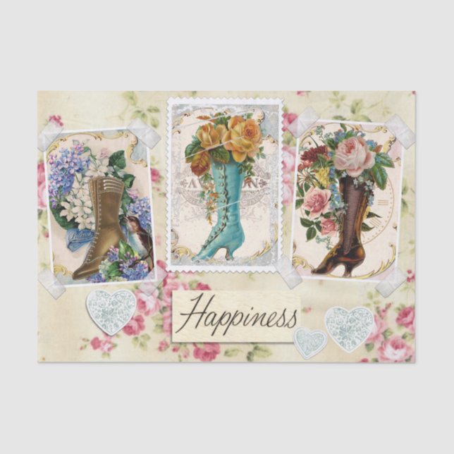 Happiness Victorian Steampunk Boots Tissue Paper (Front)