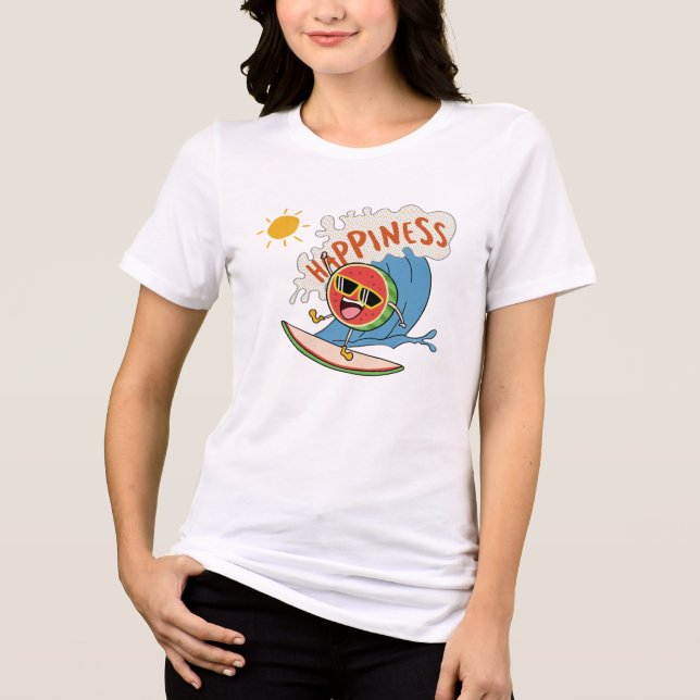 Happiness Watermelon T-shirt – Surf & Summer Fun Tri-Blend Shirt (Front)