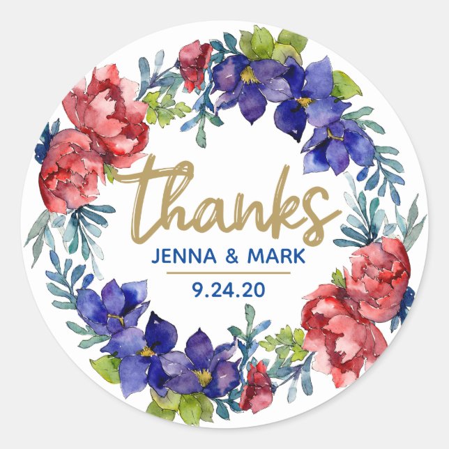 Happiness Wedding | Thanks Party Favor Stickers (Front)