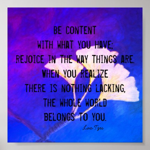 happiness zen quote blue and purple nature art poster