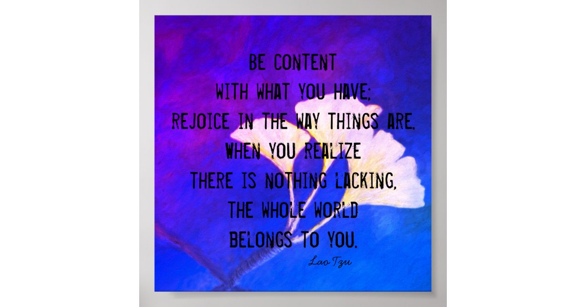 happiness zen quote blue and purple nature art poster | Zazzle