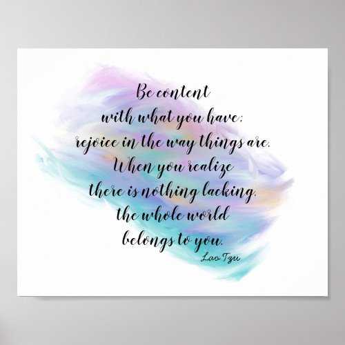 happiness zen quote Lao Tzu text on painted design Poster