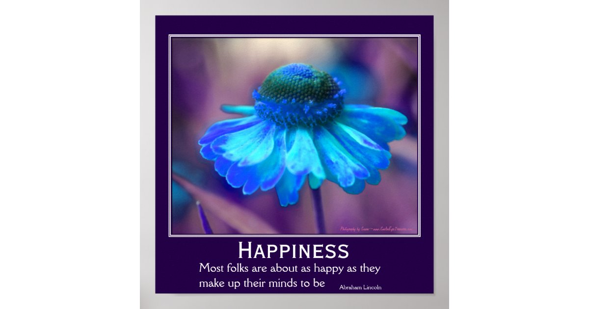 Happiness Zinnia Flower Inspirational Quote Poster Zazzle