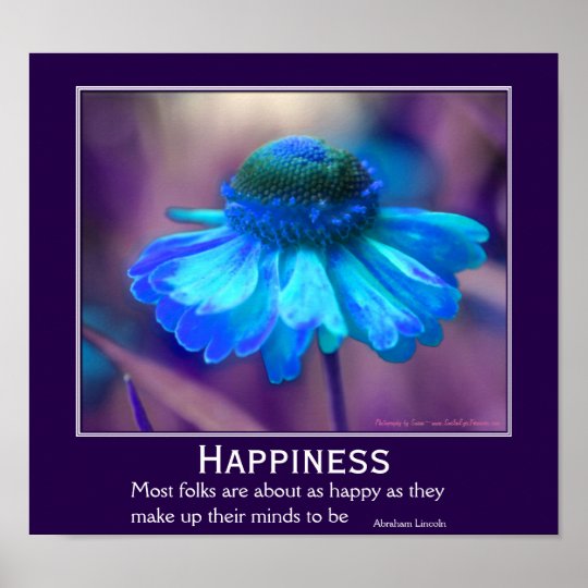 Happiness Zinnia Flower Motivational Quote Poster