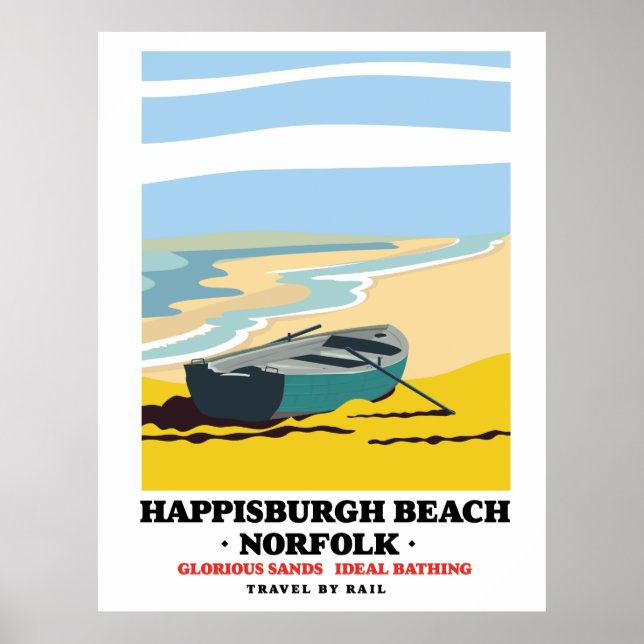 Happisburgh Beach Norfolk travel poster (Front)