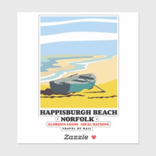 Happisburgh Beach Norfolk travel poster Sticker
