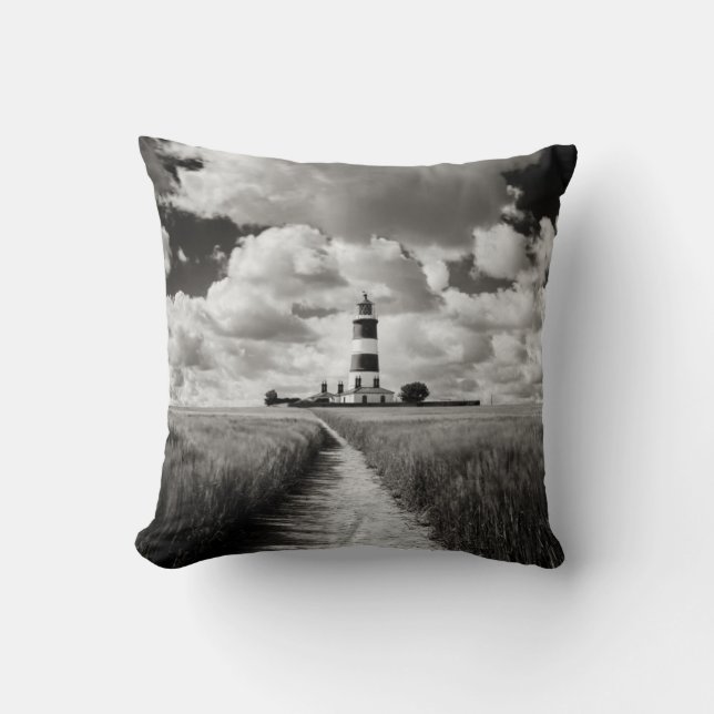 Happisburgh Lighthouse Throw Pillow (Front)