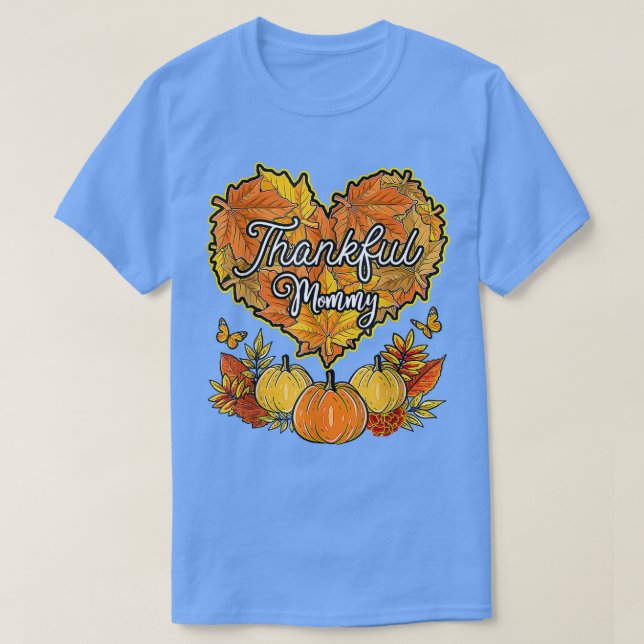 Happpy Thanksgiving Day Autumn Fall Maple Thankful T-Shirt (Design Front)