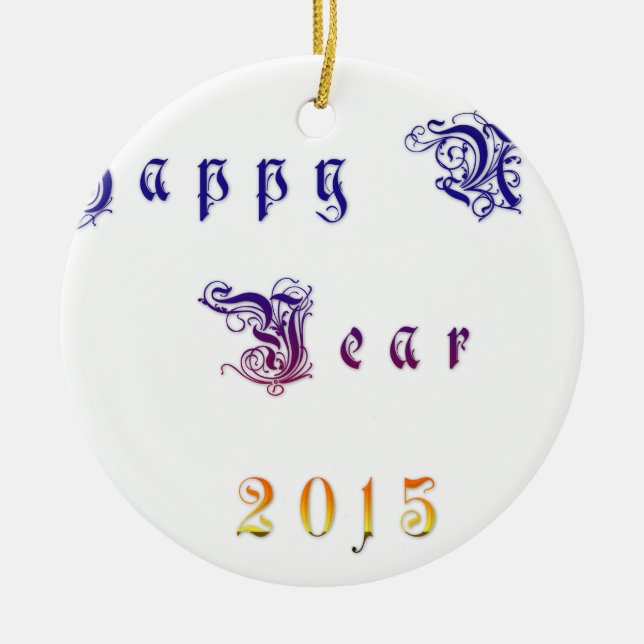 Happu New Year 2015 Hakuna Matata wishes.png Ceramic Ornament (Front)
