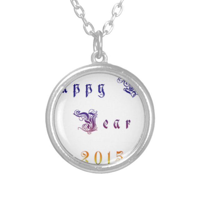 Happu New Year 2015 Hakuna Matata wishes.png Silver Plated Necklace (Front)