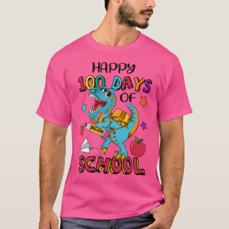Happy100Th Day Of School Dinosaur 100 Days Kinderg T-Shirt
