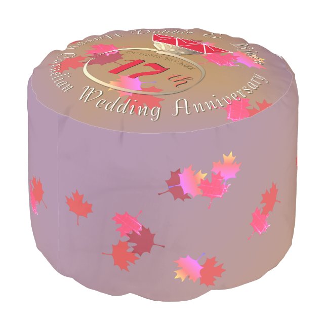 "Happy17th Wedding Anniversary"Furniture Carnelian Pouf (Angled Back)