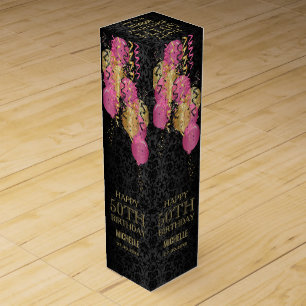 Happy 00th Birthday / Anniversary - Pink Balloon Wine Box