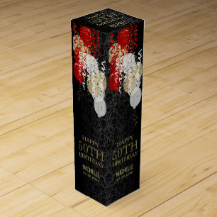 Happy 00th Birthday / Anniversary - Red and White Wine Box