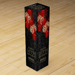 Happy 00th Birthday / Anniversary - Red Balloons Wine Box