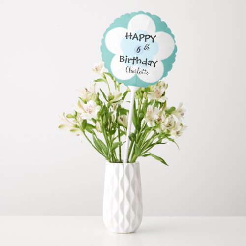 Happy 00th Birthday Cute Spring blue aqua flower  Balloon